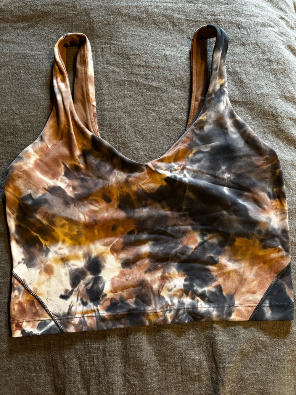 Lululemon Tie Dye Longline Sports Bra | Size 8 | Brown Gray Gold Open Back